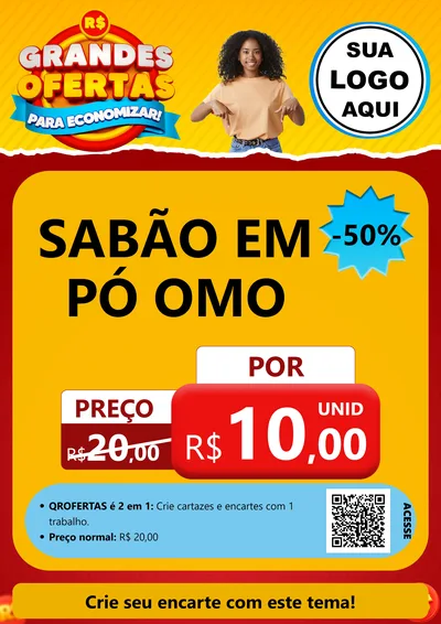 Modelo de Cartaz para Cartaz A4 Vertical com o tema Grandes Ofertas Para Economizar! para Produtos de Limpeza