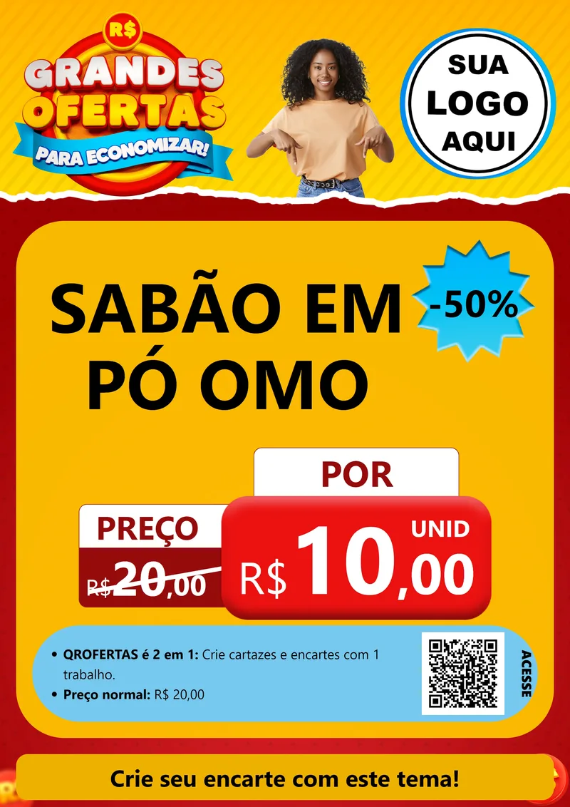 Modelo de Cartaz para Cartaz A4 Vertical com o tema Grandes Ofertas Para Economizar! para Produtos de Limpeza