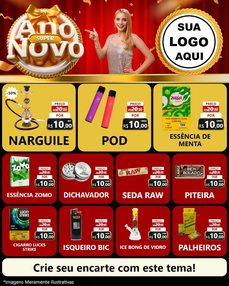 Modelo de Rede Social para Feed Instagram com o tema Super Ano Novo para Tabacaria