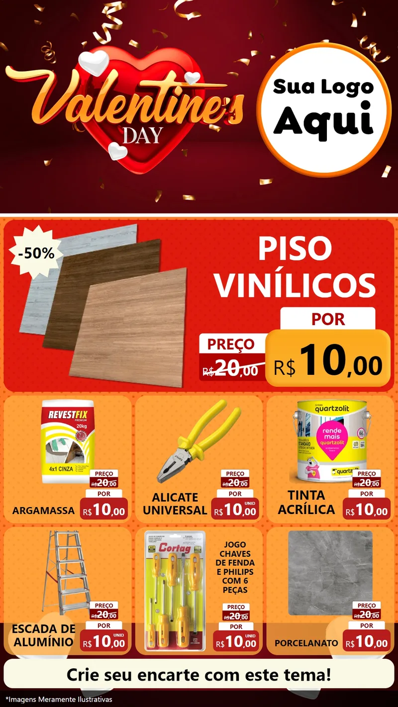 Modelo de Rede Social para Stories com o tema Valentine's Day para Material para Construção