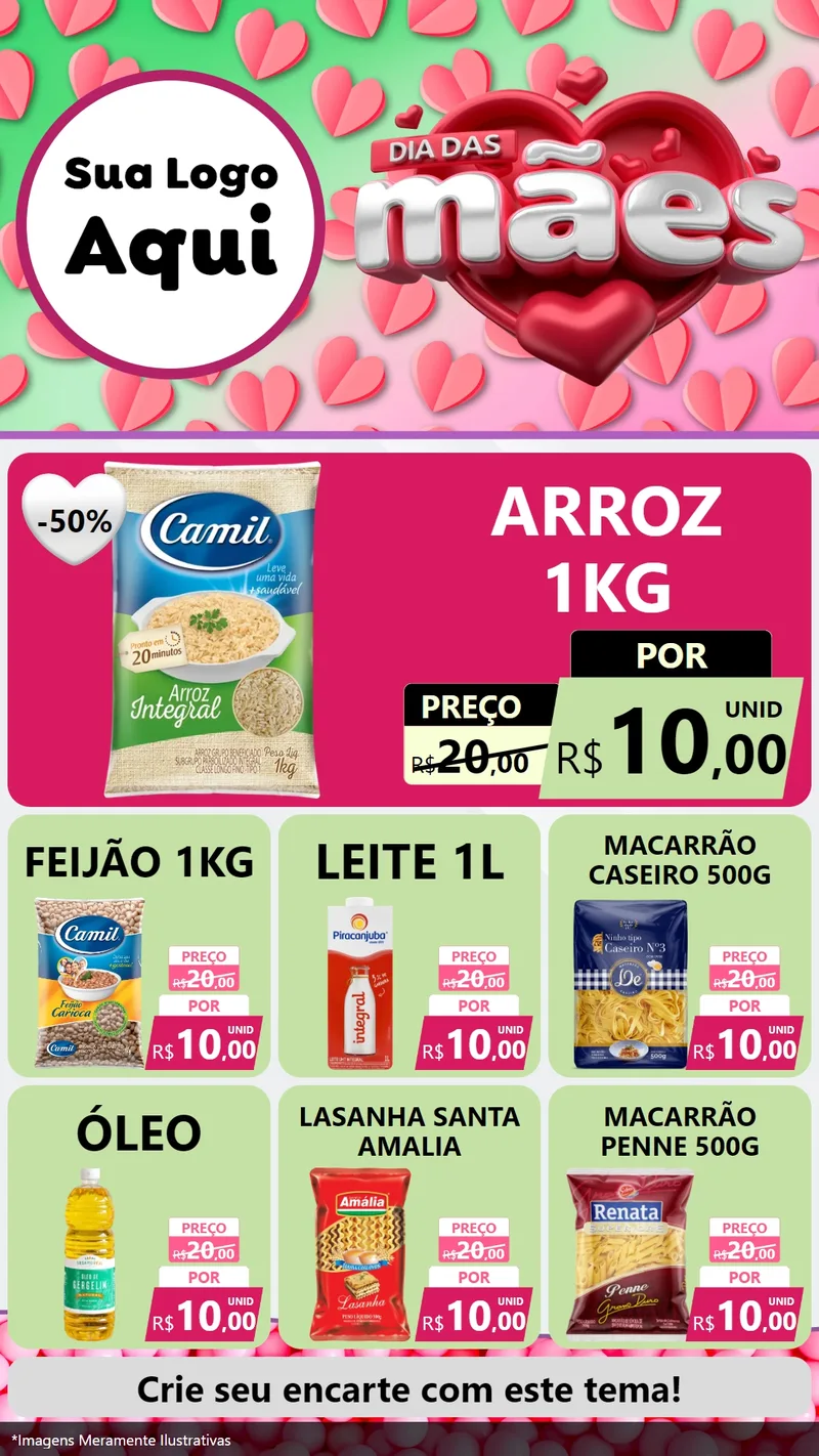 Modelo de Rede Social para Stories com o tema Dia das Mães para Supermercado
