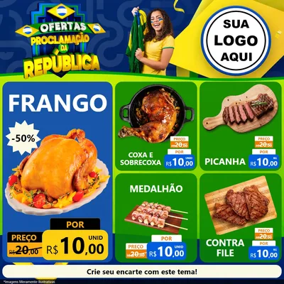 Modelo de Rede Social para Feed Facebook com o tema Ofertas Proclamação da República para Assados