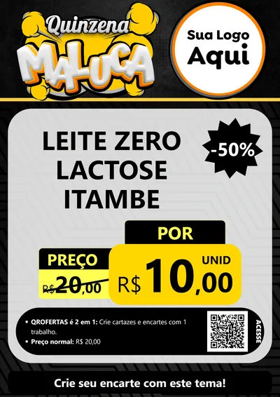 Modelo de Cartaz para Cartaz A4 Vertical com o tema Quinzena Maluca para Frios e Laticínios