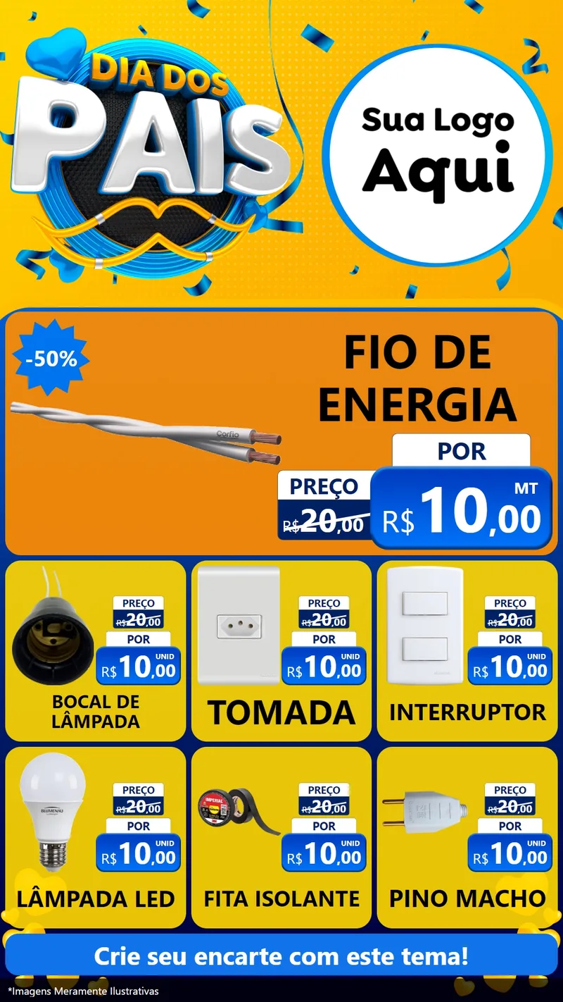 Modelo de Rede Social para Stories com o tema Dia dos Pais para Materiais Elétricos