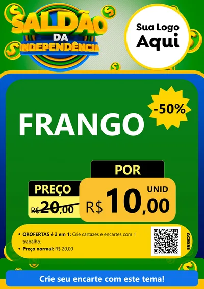 Modelo de Cartaz para Cartaz A4 Vertical com o tema Saldão da Indepêndencia para Assados