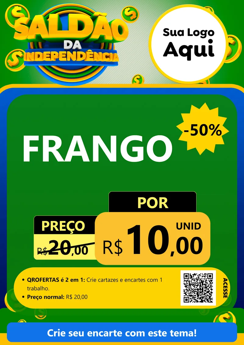 Modelo de Cartaz para Cartaz A4 Vertical com o tema Saldão da Indepêndencia para Assados