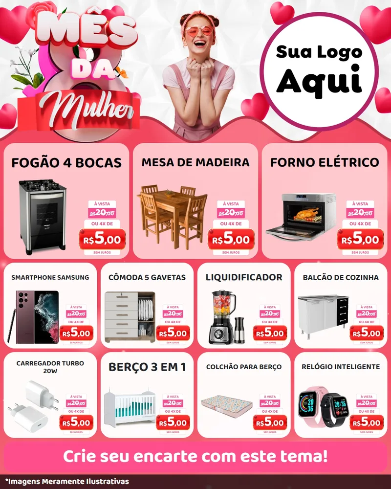 Modelo de Rede Social para Feed Instagram com o tema Mês da Mulher para Móveis e Eletro