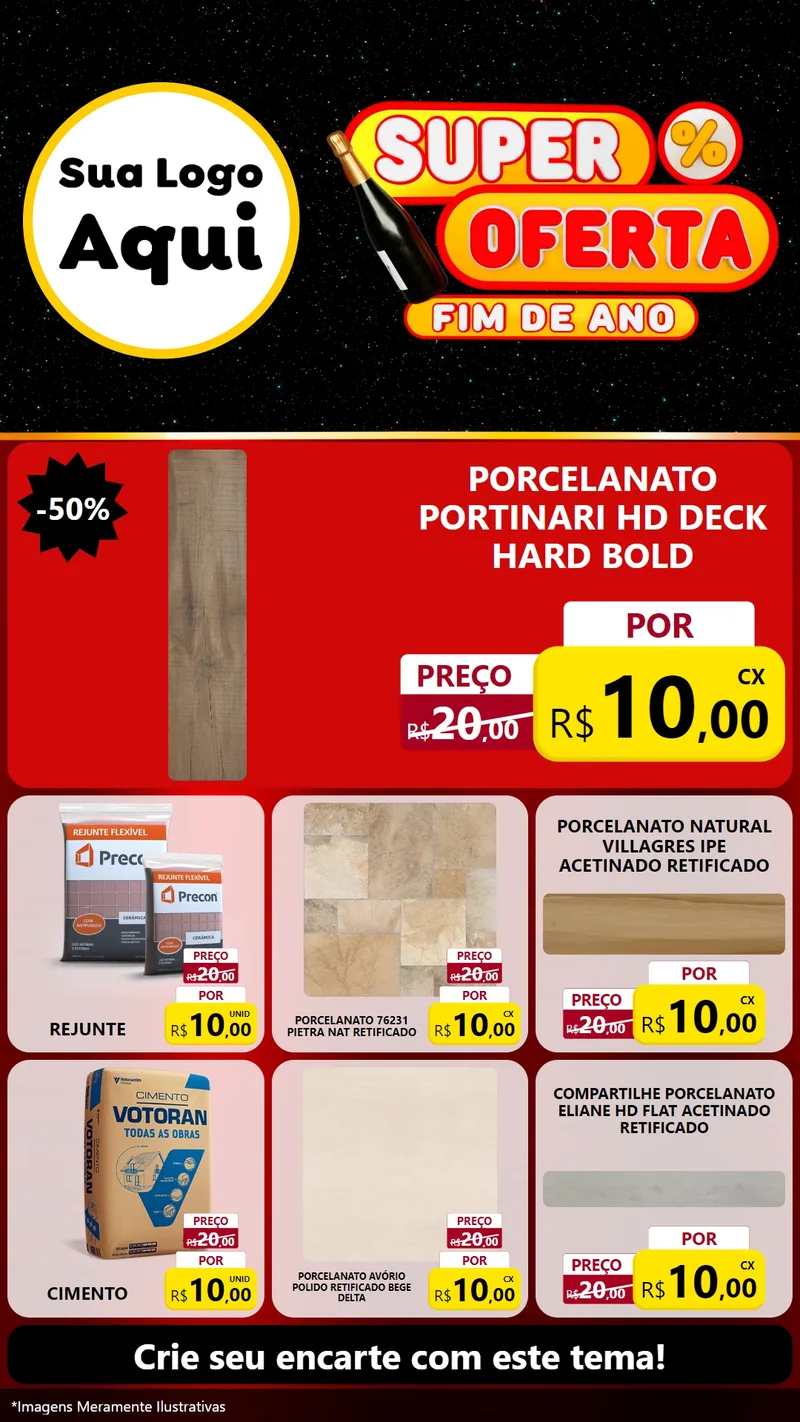 Modelo de Rede Social para Stories com o tema Super Oferta Fim de Ano para Pisos e revestimentos