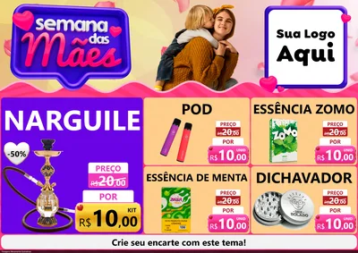Modelo de Encarte para Encarte A4 Horizontal com o tema Semana das Mães para Tabacaria