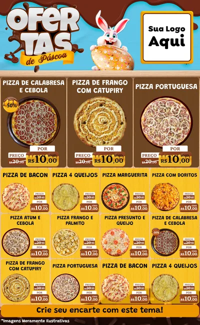 Modelo de Encarte para Encarte Grande com o tema Ofertas de Páscoa para Pizzaria