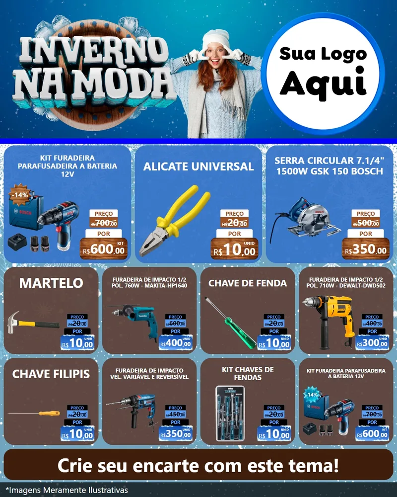 Modelo de Rede Social para Feed Instagram com o tema Inverno na Moda para Maquinas e Ferramentas