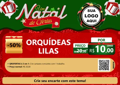 Modelo de Cartaz para Cartaz A4 Horizontal com o tema Um Natal de Ofertas para Floricultura e jardim