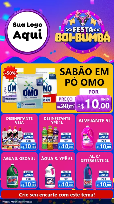 Modelo de Rede Social para Stories com o tema Festa Boi-Bumbá para Produtos de Limpeza