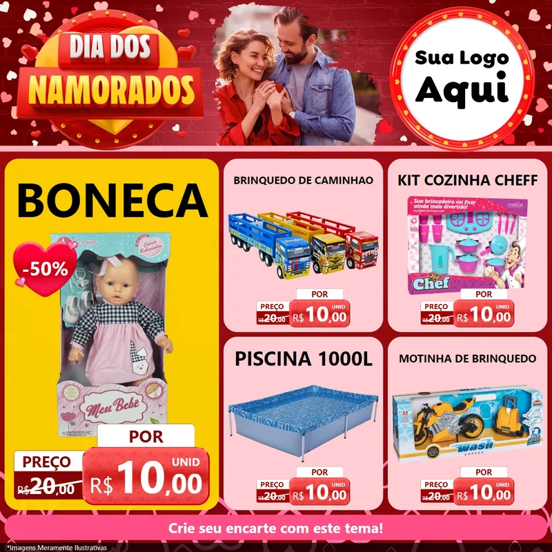 Modelo de Rede Social para Feed Facebook com o tema Dia Dos Namorados para Brinquedos