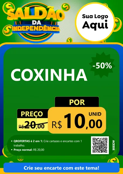 Modelo de Cartaz para Cartaz A4 Vertical com o tema Saldão da Indepêndencia para Salgadaria