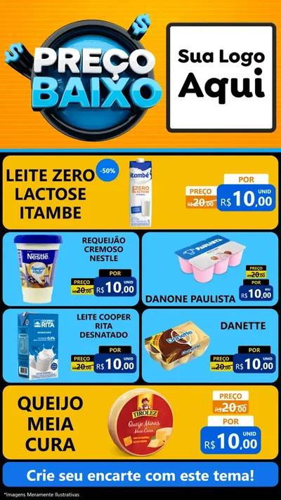 Modelo de TV para TV Vertical com o tema Preço Baixo para Frios e Laticínios