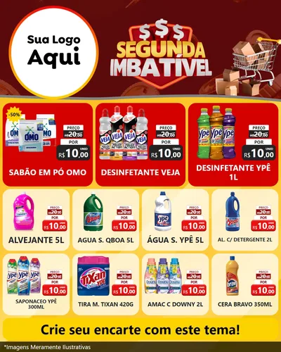Modelo de Rede Social para Feed Instagram com o tema Segunda Imbatível para Produtos de Limpeza