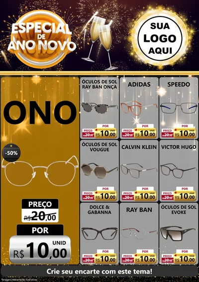 Modelo de Encarte para Encarte A4 Vertical com o tema Especial de Ano Novo para Óticas