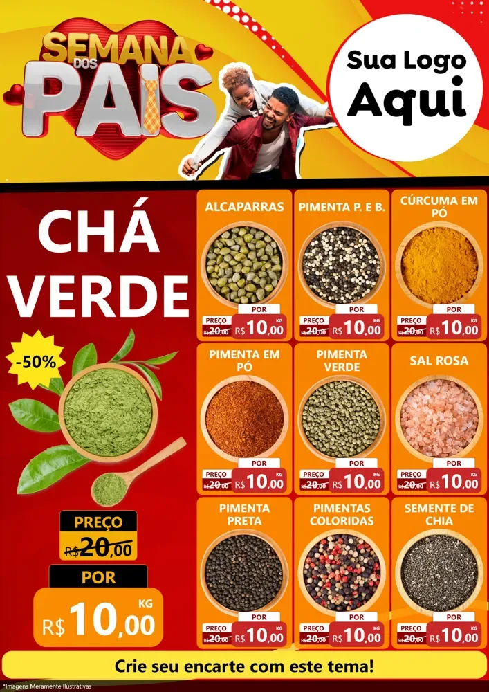 Modelo de Encarte para Encarte A4 Vertical com o tema Semana Dos Pais para Produtos Naturais