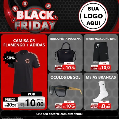 Modelo de Rede Social para Feed Facebook com o tema Black Friday para Roupas e acessórios