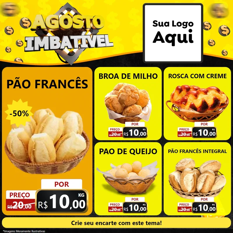 Modelo de Rede Social para Feed Facebook com o tema Agosto Imbatível para Padaria