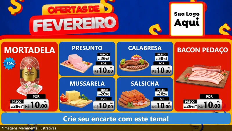 Modelo de TV para TV Horizontal com o tema Ofertas de Fevereiro para Frios e Laticínios