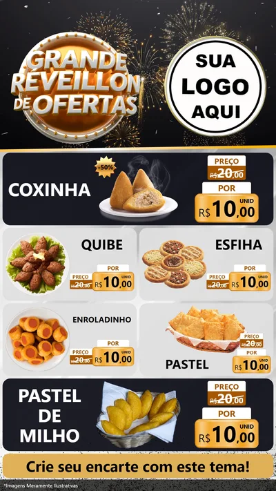 Modelo de TV para TV Vertical com o tema Grande Réveillon de Ofertas para Salgadaria
