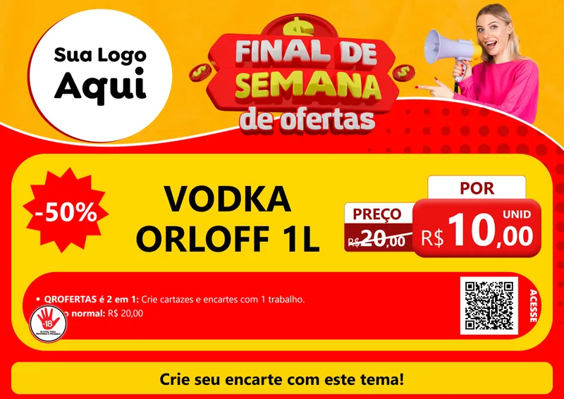 Modelo de Cartaz para Cartaz A4 Horizontal com o tema Final de Semana de Ofertas para Distribuidora de bebidas