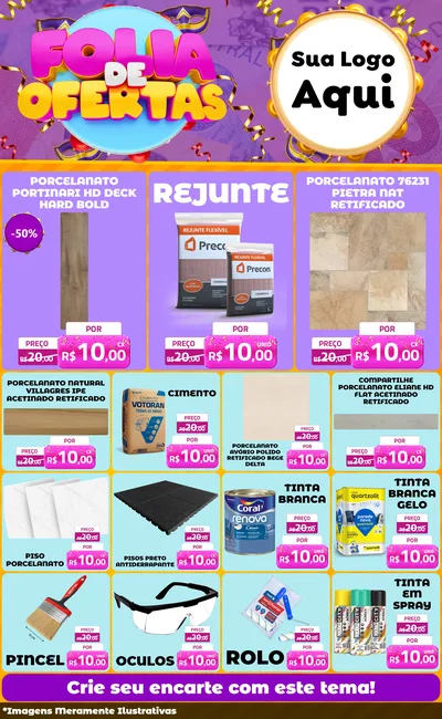 Modelo de Encarte para Encarte Grande com o tema Folia de Ofertas para Pisos e revestimentos