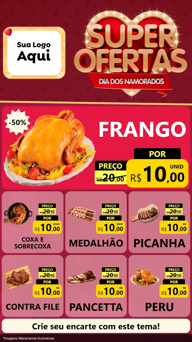Modelo de Rede Social para Stories com o tema Dia dos Namorados para Assados