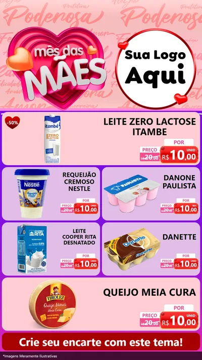 Modelo de TV para TV Vertical com o tema Mês Das Mães para Frios e Laticínios
