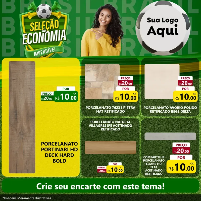 Modelo de Rede Social para Feed Facebook com o tema Seleção de Economia - Copa para Pisos e revestimentos