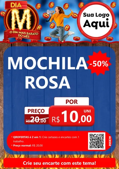 Modelo de Cartaz para Cartaz A4 Vertical com o tema Dia M - O Dia Mais Barato Do Mês para Papelaria