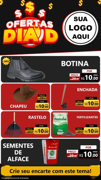 Modelo de TV para TV Vertical com o tema Ofertas Dia D para Agropecuária