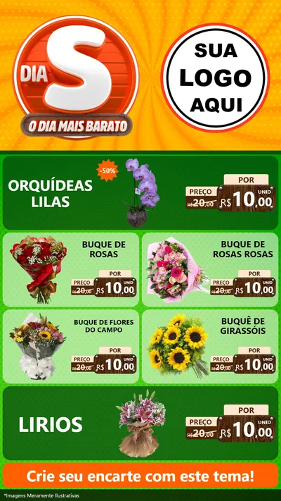 Modelo de TV para TV Vertical com o tema Dia S - O Dia Mais Barato para Floricultura e jardim