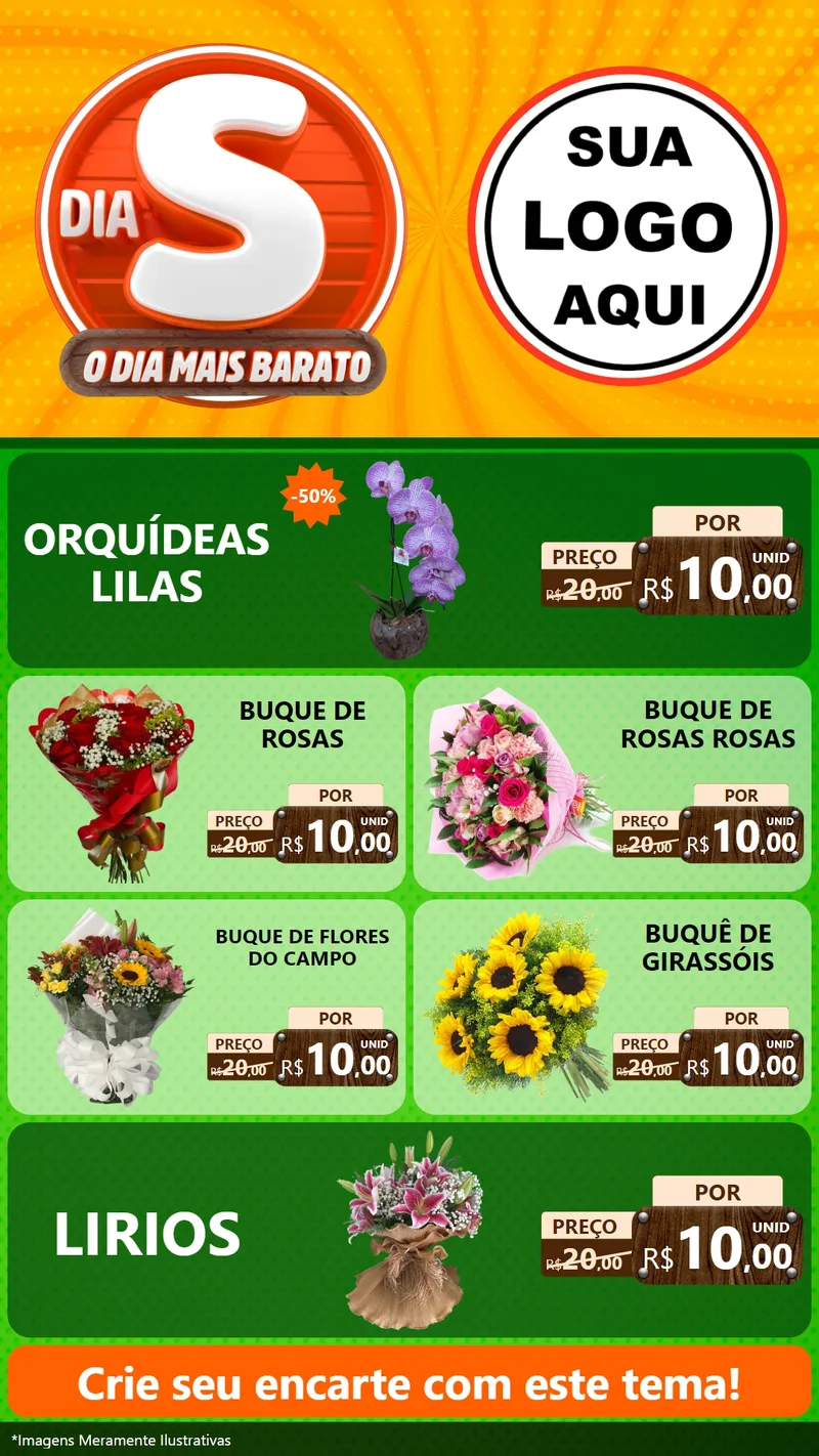 Modelo de TV para TV Vertical com o tema Dia S - O Dia Mais Barato para Floricultura e jardim