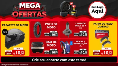 Modelo de TV para TV Horizontal com o tema Mega Ofertas - Motopeças para Moto peças