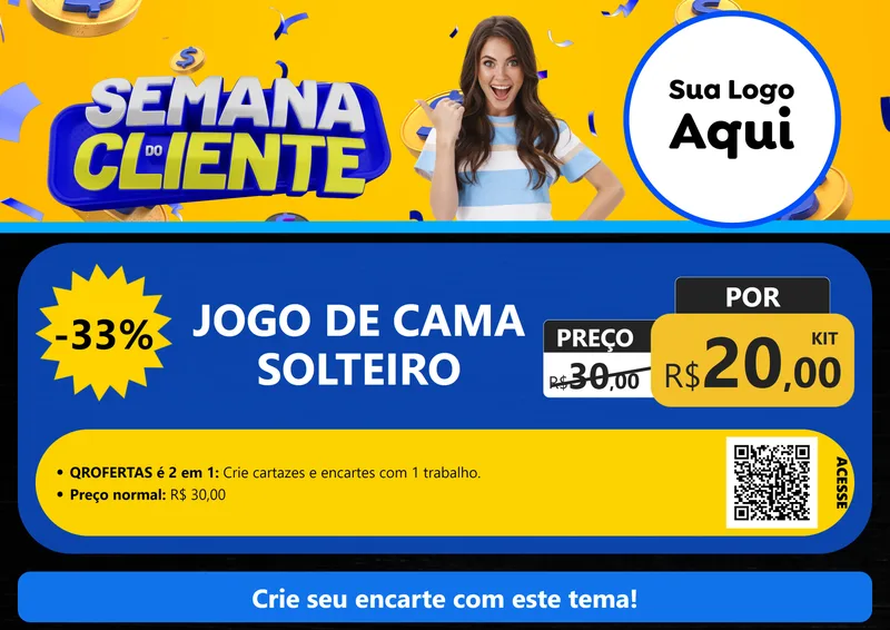 Modelo de Cartaz para Cartaz A4 Horizontal com o tema Semana do Cliente para Cama, Mesa e Banho