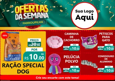 Modelo de Encarte para Encarte A4 Horizontal com o tema Ofertas da Semana Farroupilha para Pet Shop