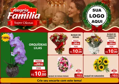Modelo de Encarte para Encarte A4 Horizontal com o tema Alegria Em Família - Super Ofertas para Floricultura e jardim