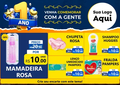 Modelo de Encarte para Encarte A4 Horizontal com o tema Um Ano de Aniversário para Bebês