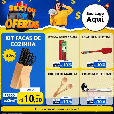 Modelo de Rede Social para Feed Facebook com o tema Sextou de Ofertas para Utilidades Domésticas