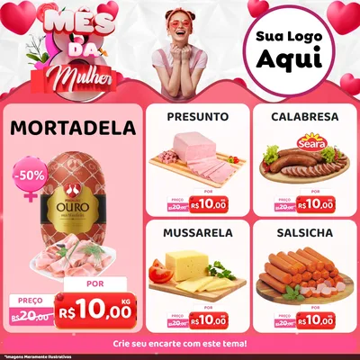 Modelo de Rede Social para Feed Facebook com o tema Mês da Mulher para Frios e Laticínios
