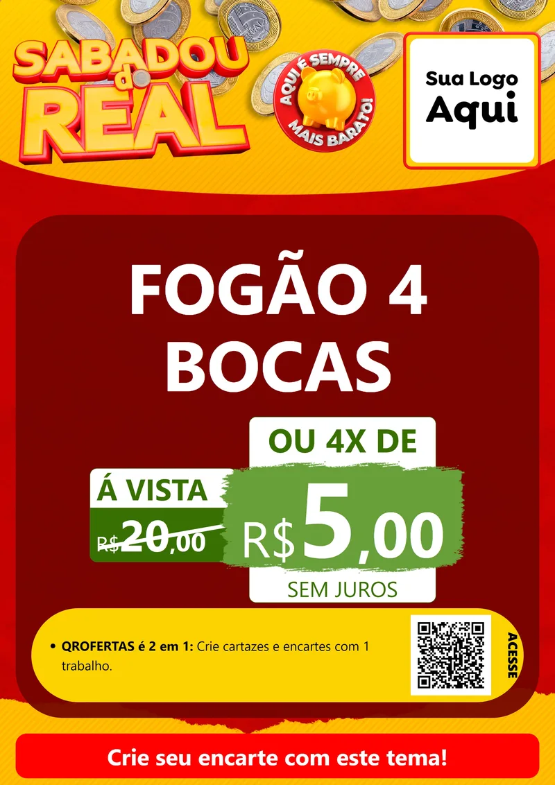 Modelo de Cartaz para Cartaz A4 Vertical com o tema Sabadou do Real para Móveis e Eletro