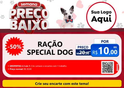 Modelo de Cartaz para Cartaz A4 Horizontal com o tema Semana Preço Baixo - Pet Shop para Pet Shop