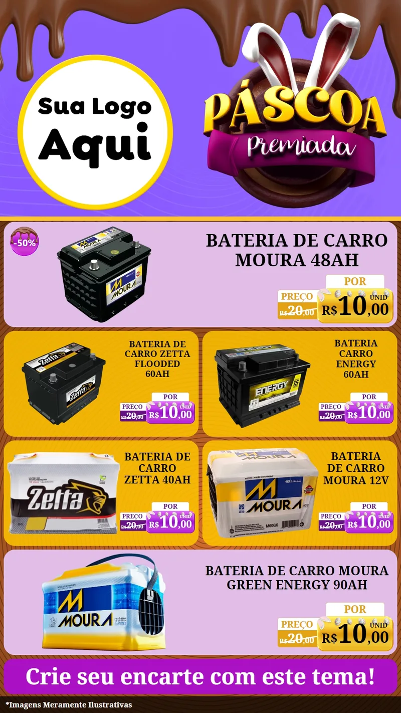 Modelo de TV para TV Vertical com o tema Páscoa Premiada para Baterias Elétricas