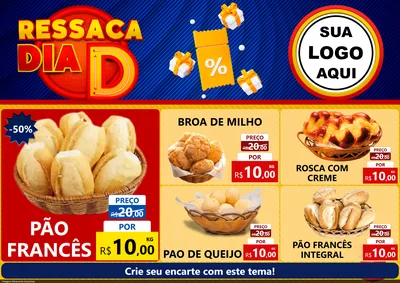 Modelo de Encarte para Encarte A4 Horizontal com o tema Ressaca Dia D para Padaria