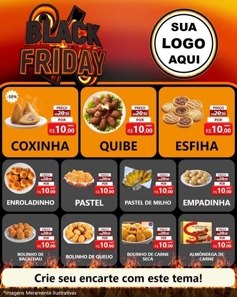 Modelo de Rede Social para Feed Instagram com o tema Black Friday para Salgadaria