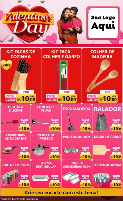 Modelo de Encarte para Encarte Grande com o tema Valentine's Day para Utilidades Domésticas
