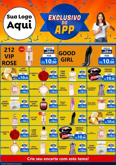 Modelo de Encarte para Encarte A4 Vertical com o tema Exclusivo do Aplicativo para Perfumes